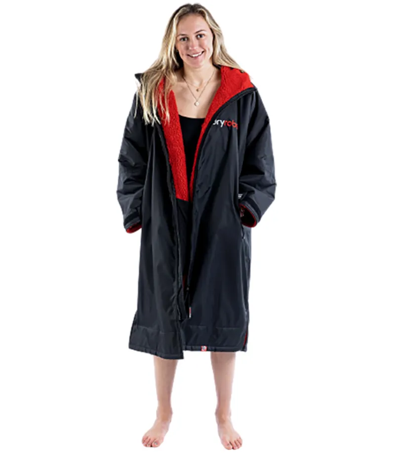 Dryrobe Adult Advance Long Sleeve Change Robe V3 Large Black/Red-2